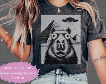 Capybara Tier Selfie Ufo Vintage 90er Jahre T-Shirt Unisex Retro Lustig Capybara Ufo Meme Shirt Alien Gag Erwachsene Shirts Y2k Tee MEHR FARBEN