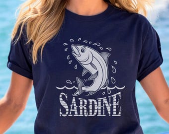 Fisherman Aesthetic Shirt, Lobster Tee Shirt Fisherman Aesthetic Womens Clothing, Sardine Tshirt Seafood Shirt, Nautical Shirt Cruise Shirt