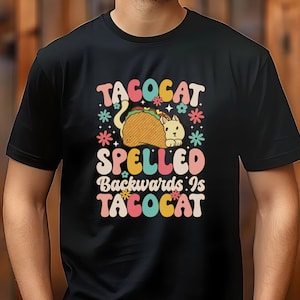 Camiseta divertida de Tacocat escrita al revés. Es Tacocat. Camiseta de regalo para amantes de los gatos. Camiseta de Tacocat. Camiseta de taco. Camiseta de gato. Camiseta para amantes de los gatos (más colores).