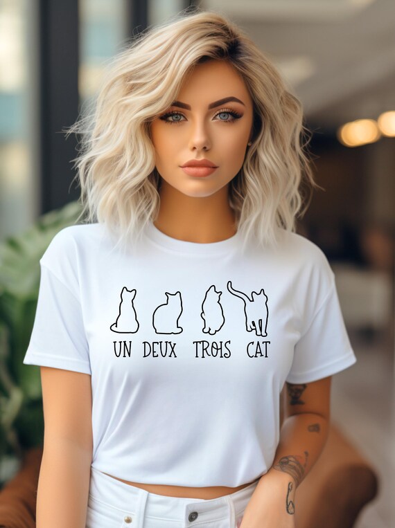 Womens Uno Due Tre Gatto Italian Cute Kitten Line Art Hand