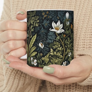 William Morris mug gift inspired , William Morris design gift, cottagecore, Coffee Mug, Vintage Botanical Tea Cup, Pastel Mug, Flower  Gift