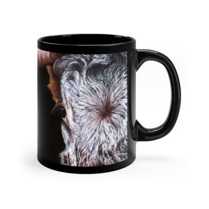 Cow mug, English Longhorn cow, cow, cattle, farm, mug, gift, coffee mug, ranch, 11oz Black Mug