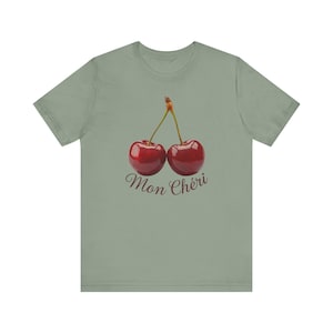 Cherry Coquette Shirt, Mon Cheri Cherry Shirt, Y2K Red Cherries Graphic T-Shirt, Trendy Cherry TShirt for women, Cherry Bomb 90s 2000s Tee image 5