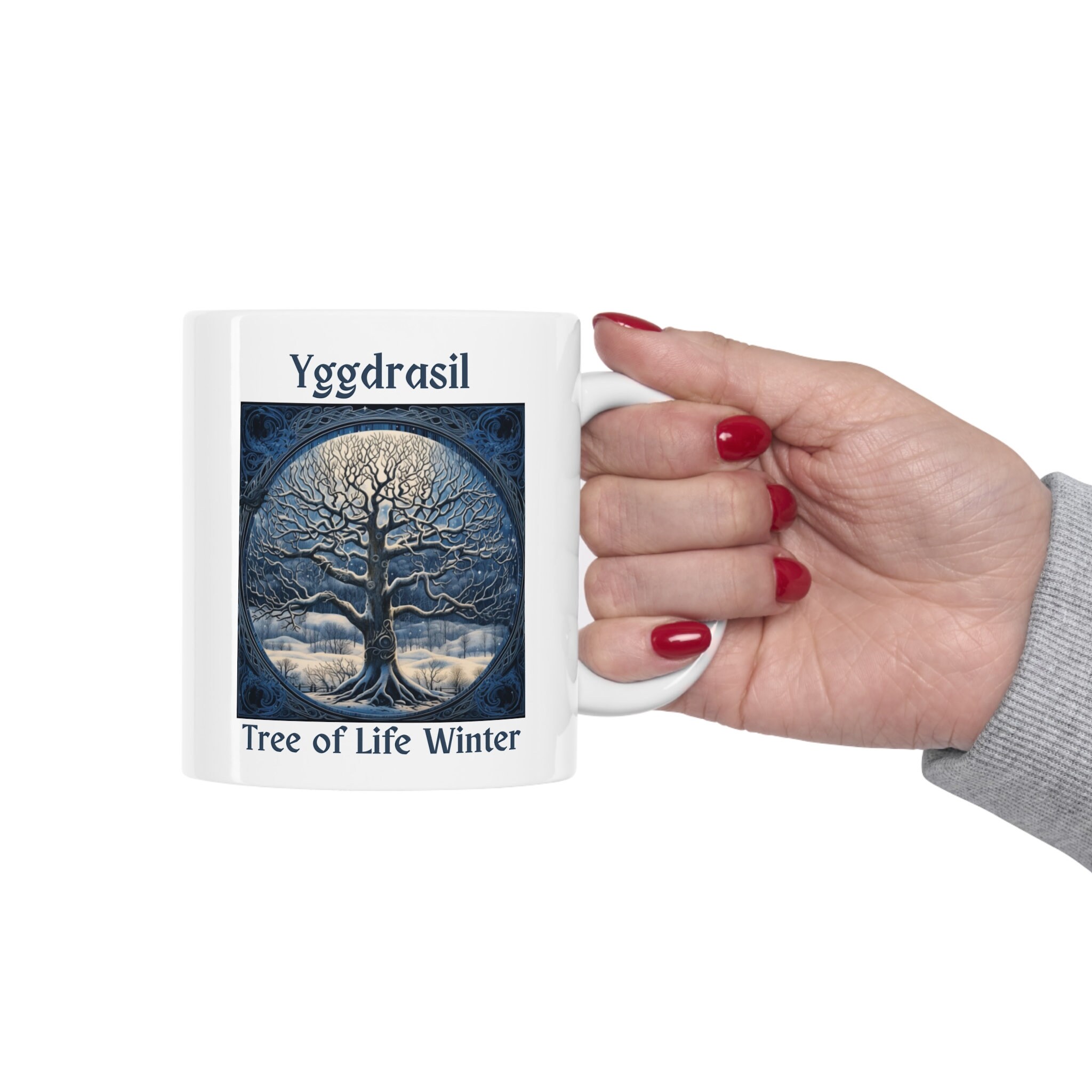 OTARTUDE Tasse Viking Yggdrasil - Acier Inoxydable 304, 600 Ml - Design Main Peint Mythologie Nordique