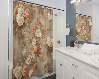 Vintage Floral Shower Curtains, Muted Colors, Floral Lover Present, Vintage Lover Present, Vintage Fan, 71''x74''