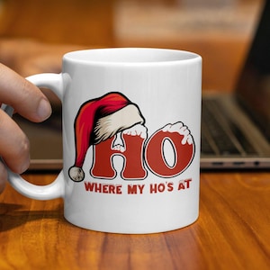 There&#39;s Some Ho&#39;s In This House, Funny Santa Coffee Mug, Dirty Humor Christmas Coffee Mug, Ugly Christmas Mug, Christmas Crewneck Pullover
