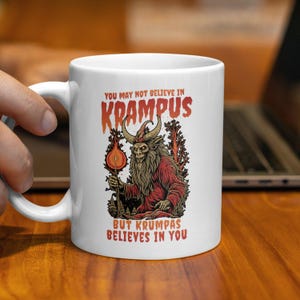Krampus Christmas Mug, Santa Coffee Mug, Christmas Holiday Mug, Christmas Gift, Ugly Christmas Sweater, I Deliver All Night Long