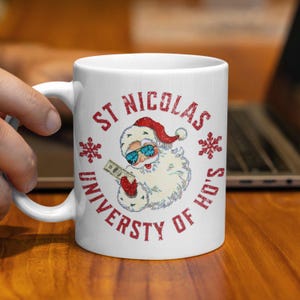 I Do It For The Ho&#39;s Coffee Mug, Funny Santa Coffee Mug, Christmas Santa Sweater, Christmas Holiday Mug, Christmas gift, Ugly Christmas