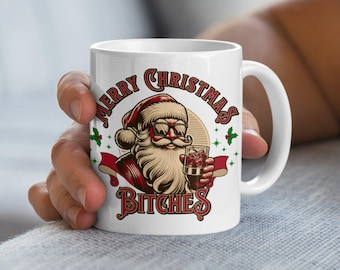 Lustiger Weihnachtsbecher, lustiger Rentierbecher, geheime Weihnachtsmann Geschenk, Feiertagskaffeetasse, weißer Elefant Geschenk, hässliche Pullover-Partyschale, Weihnachtsgeschenk