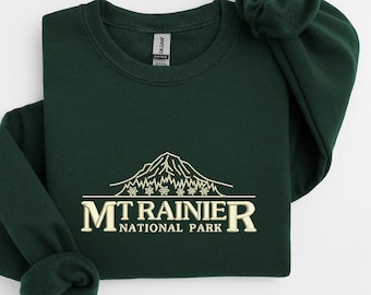 Embroidered Mount Rainier National Park Washington State Crewneck Sweatshirt | Outdoors Sweater | Nature Lover Gift