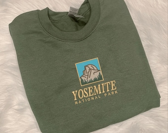 Embroidered Yosemite National Park California Crewneck Swestshirt | Outdoors Sweater | Nature Lover Gift