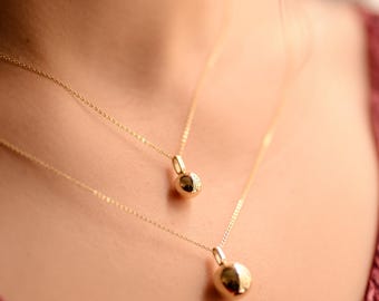 14K Solid Gold Cremation Necklace, Personalized Ash Keepsake