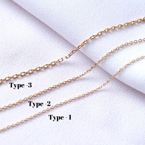 May include: Three gold-colored chain necklaces, each with a different link style, are displayed against a white background. The chains are labeled "Type-1", "Type-2", and "Type-3". The chains are likely for jewelry making or for wearing as necklaces.