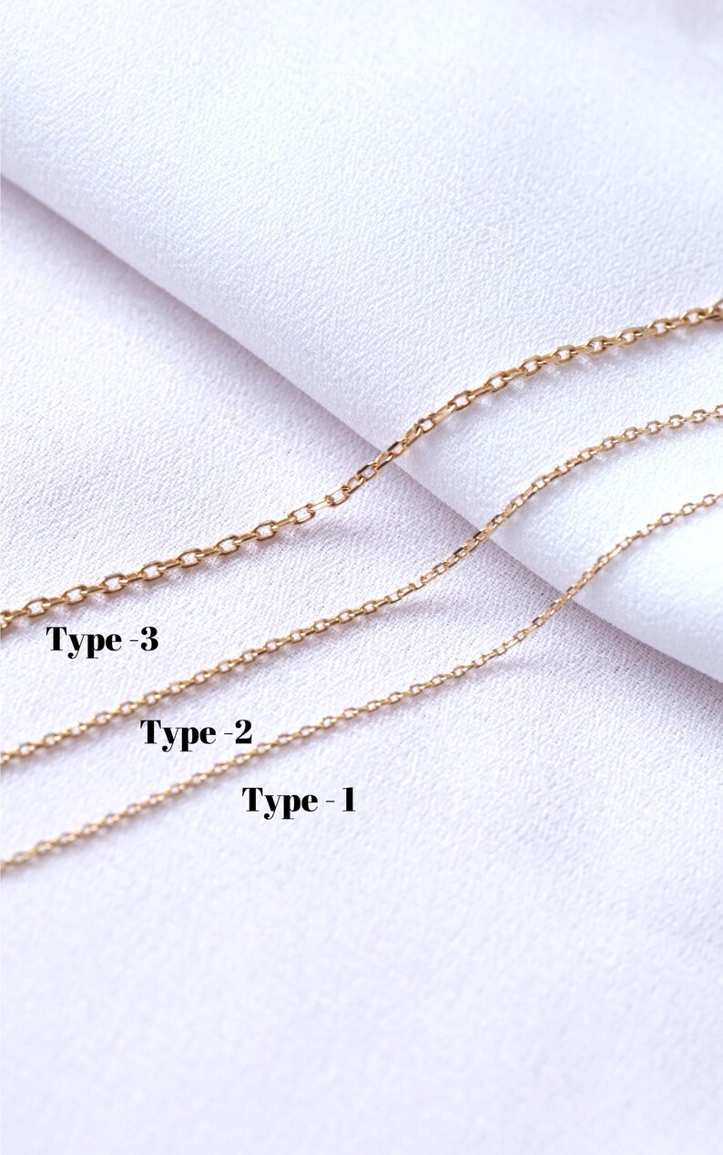May include: Three gold-colored chain necklaces, each with a different link style, are displayed against a white background. The chains are labeled "Type-1", "Type-2", and "Type-3". The chains are likely for jewelry making or for wearing as necklaces.