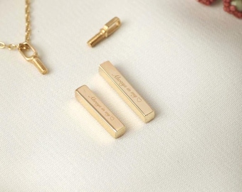 14K Gold Bar Urn Necklace, Cremation Memorial Ashes Jewelry, Personalized Sympathy Gift for Her,Necklace For Ashes, Pet Memorial Gift