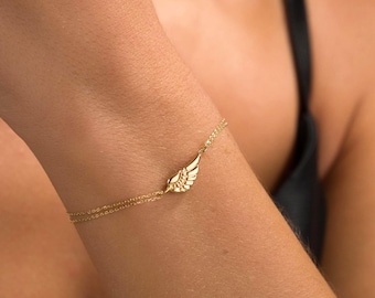 Pulseira Asa de Anjo em Ouro 14K, Lembrança para Cinzas de Cremação, Joia Memorial
