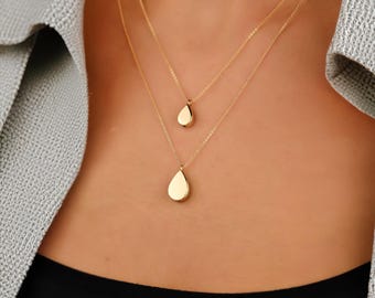 14K Solid Gold Tear Drop Cremation Urn Necklace, Dad Mom Baby Loss Necklace, Gold Ash Holder Necklace, Memorial Keepsake Jewelry