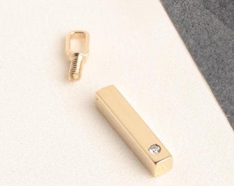14K Solid Gold Bar Cremation Necklace, Memorial Ash Holder Pendant , Necklace For Ashes, Custom Ash Jewelry, Dad Mom Ash Holder Necklace