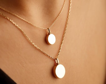 Custom 14K 18K Gold Round Ash Holder Necklace, Engraved Cremation Urn Pendant, Pet & Human Memorial Keepsake, Personalized Gift for Loss