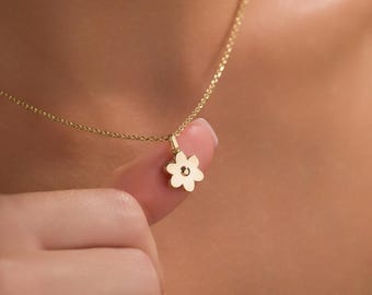 Gioielli commemorativi per ceneri di cremazione, collane con urna per ceneri, regalo di condoglianze personalizzato per lei, collana con urna a forma di fiore in oro 14 carati