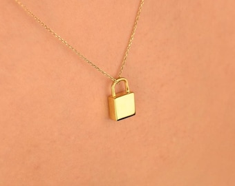 14K Solid Gold Padlock Urn Necklace, Custom Ash Holder Pendant, Memorial Cremation Keepsake, Personalized Gift for Precious Remembrance