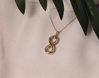14K massivt guld Infinity kremeringshalsband, askhållare hänge, İnfinty kremeringshänge, personliga urnsmycken, minnessmycken