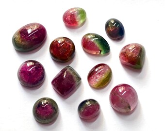 Natuurlijke watermeloen toermalijn cabochon 12-delige edelsteen Goede kleur voor het maken van sieraden.