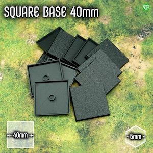 Square Base 40mm | Magnet Ready, High Quality 3D Printed Tabletop Base for Miniatures, Compatible with OW & Other Manufacturers