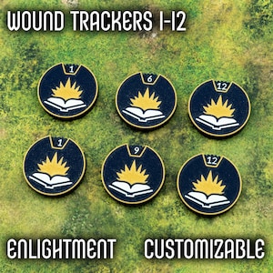 Wound Tracker for Tabletop Games – 12 Wounds with Customizable Colors, Enlightment Style Gaming Accessory
