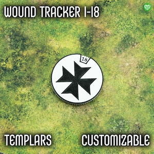 Wound Tracker for Tabletop Games – 1-18 Wounds with Customizable Colors, Templars Style Gaming Accessory
