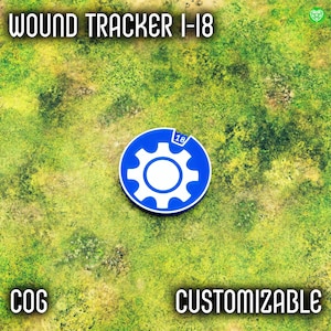 Wound Tracker for Tabletop Games – 18 Wounds with Customizable Colors, Cog Style Gaming Accessory