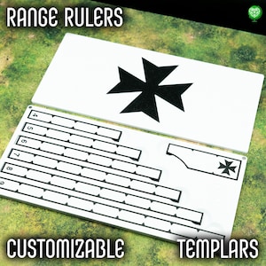 Templar Style Range Ruler Set: Customizable Colors, Tabletop Gaming Accessory