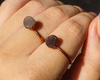 raw single grape agate copper electroformed ring minimalist birthstone handmade jewelry birthday gift