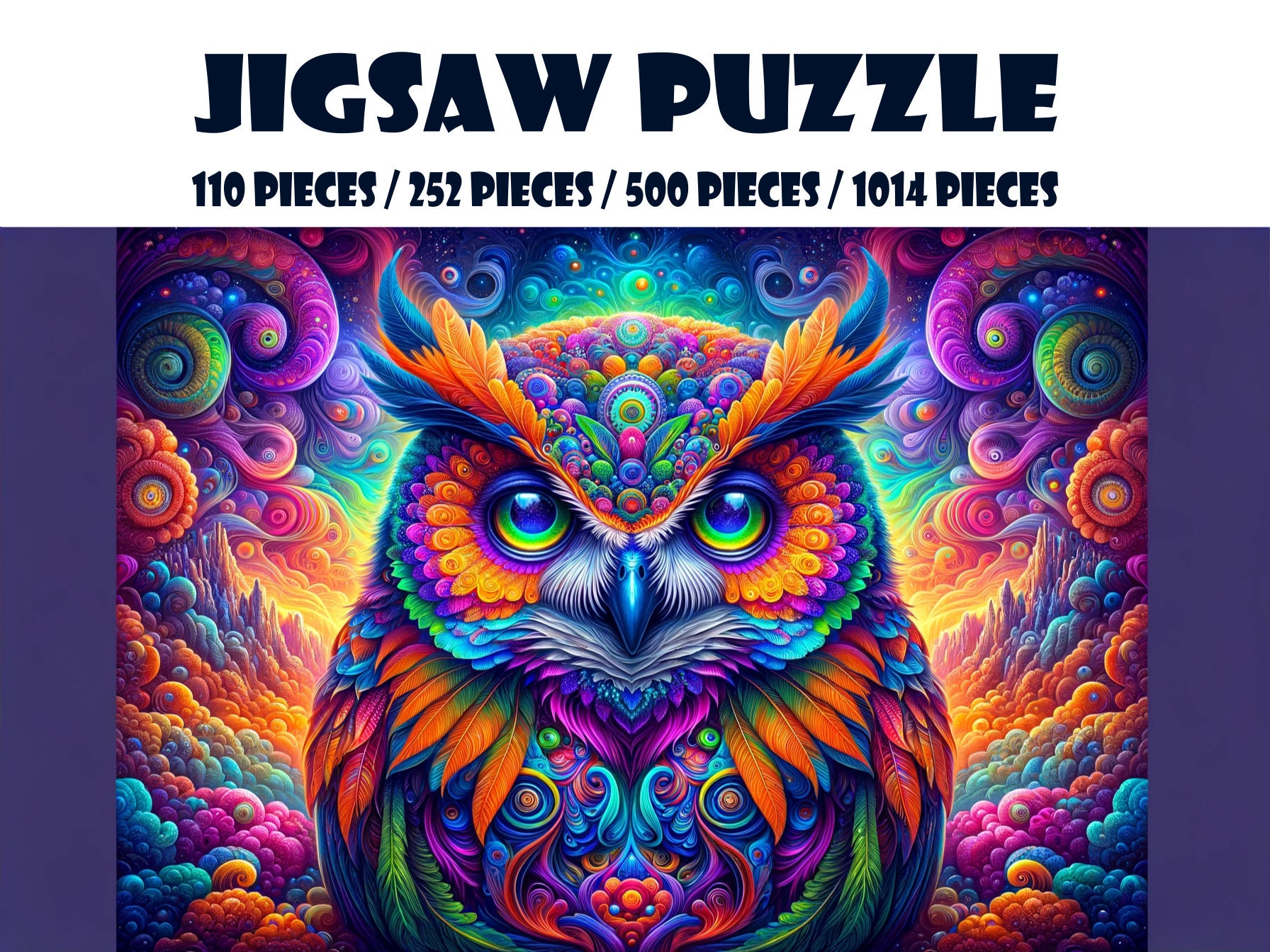 A Colorful Intricate Owl 1000 Piece Puzzle (110, 252, 520, 1014-piece)