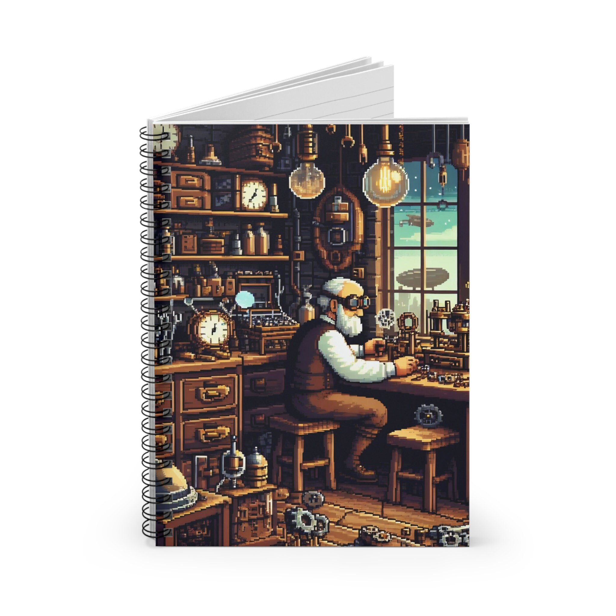 Steam Punk Inventor Pixel Art Spiral Notebook Ruled Line Etsy