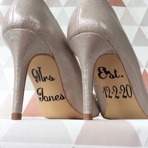 Mrs Date Bride Wedding Day Shoe Personalised Decal Vinyl Sticker Bridesmaid Something Blue Gift Decoration Bespoke