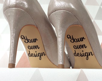 Op maat gemaakte trouwdag schoen sticker vinyl sticker bruidsmeisje blauwe cadeau decoratie gepersonaliseerd uw eigen ontwerp
