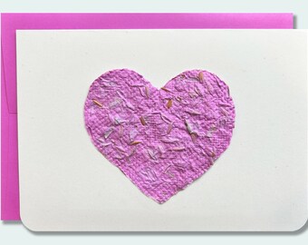 Plantable handmade seed paper notecard – Heart – Plum