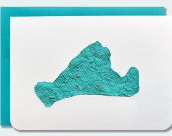 Plantable handmade seed paper notecard – Martha's Vineyard - Turquoise