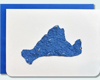 Plantable handmade seed paper notecard – Martha's Vineyard - Cobalt Blue
