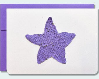 Plantable handmade seed paper notecard – Starfish – Purple