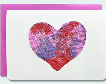 Plantable handmade seed paper notecard – Heart – Berry Swirl