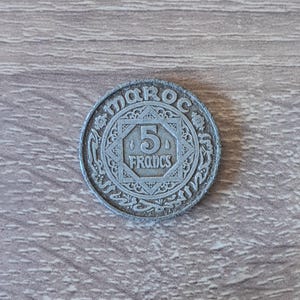 Vintage 5 Francs Moroccan Coin – Empire Chérifien 1370 (1950) – Rare Collectible