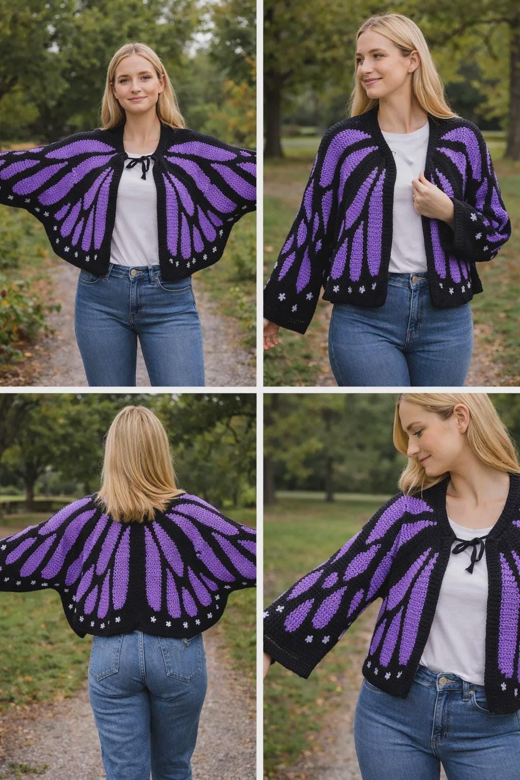 Handmade Butterfly Wing Cardigan • Chunky Knit Monarch Cropped