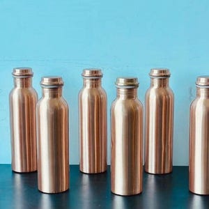8 X 100% Pure Copper Water Bottle 900ML Plain Leak Proof Ayurvedic Water Bottle
