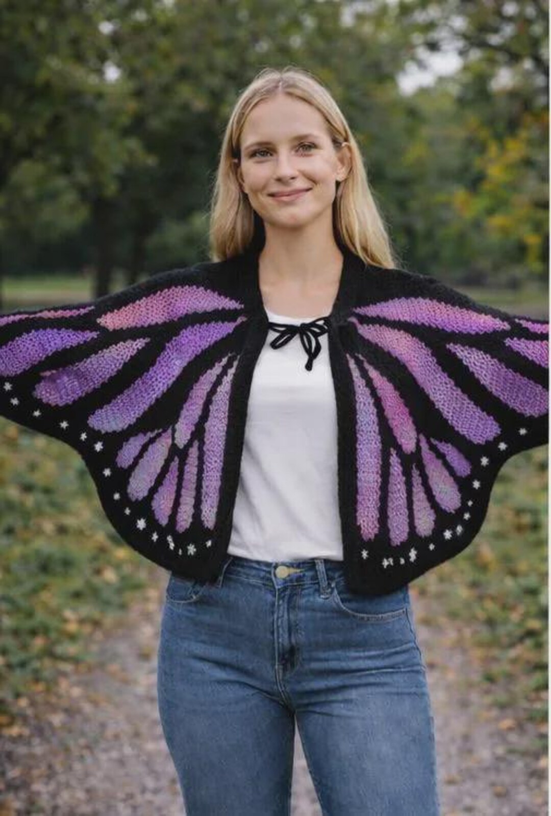 トップス D&G vintage butterfly cardigan Handmade Butterfly Wing Cardigan • Chunky Knit Monarch Cropped