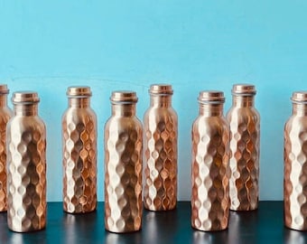 Pure Copper Water Bottle 1 LTR, Diamond Pattern, Health Benefits