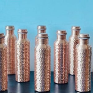 12X 100% Pure Copper Water Bottle 1 LTR Flask Hammer Best Quality Health Benefits