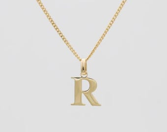 Personalized Initial Necklace, Gold Sterling Silver Letter Pendant