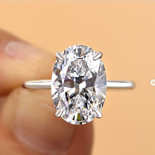 Oval engagement ring 2.75 ct Moissanite Hidden Halo ring White Gold ring Promise ring Diamond ring Gift for her
